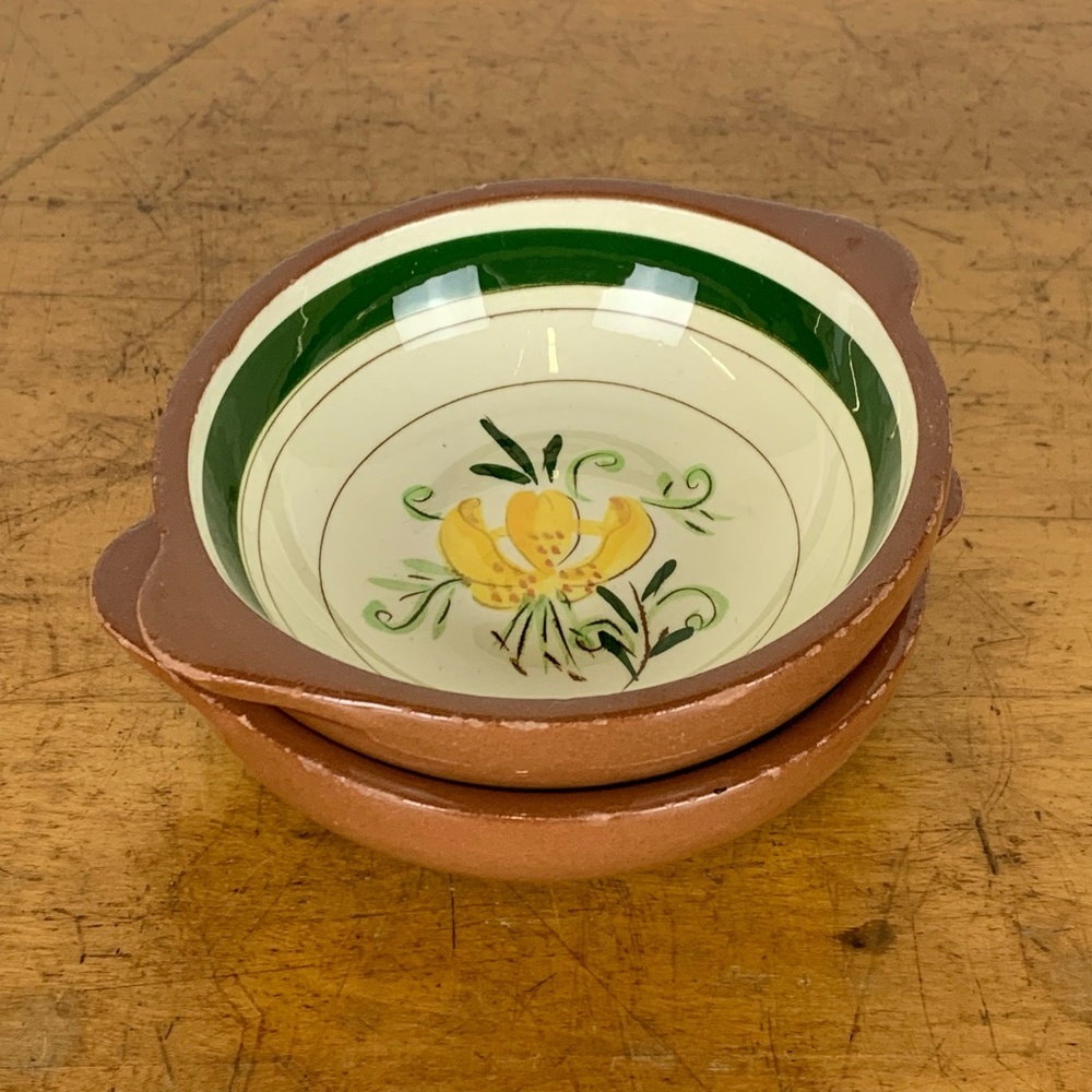 Vtg Stangl Pottery Tiger Lily 6" Lugged Soup Bowls